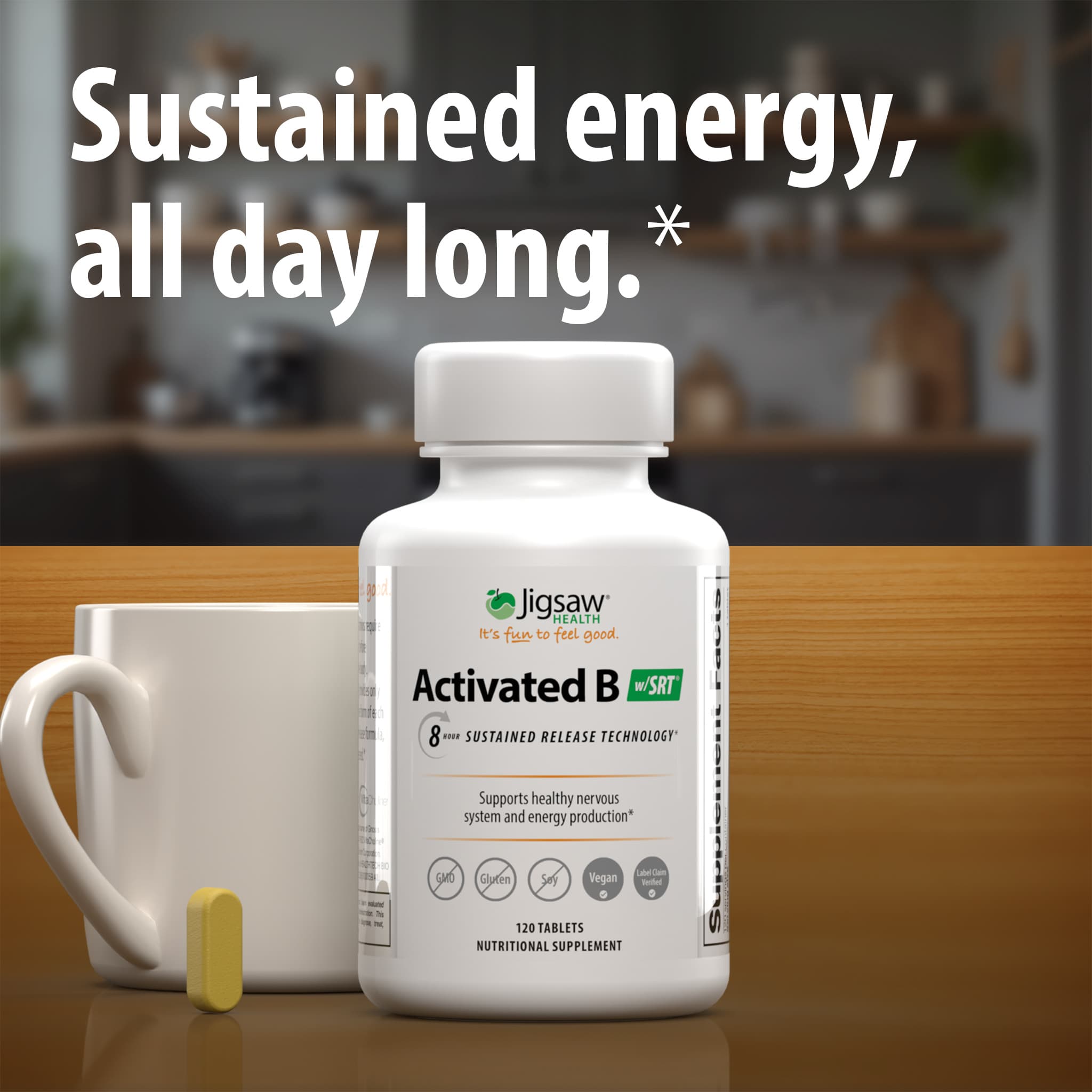 Jigsaw Activated B w/SRT® | Timed Release B Vitamin | Boost Energy