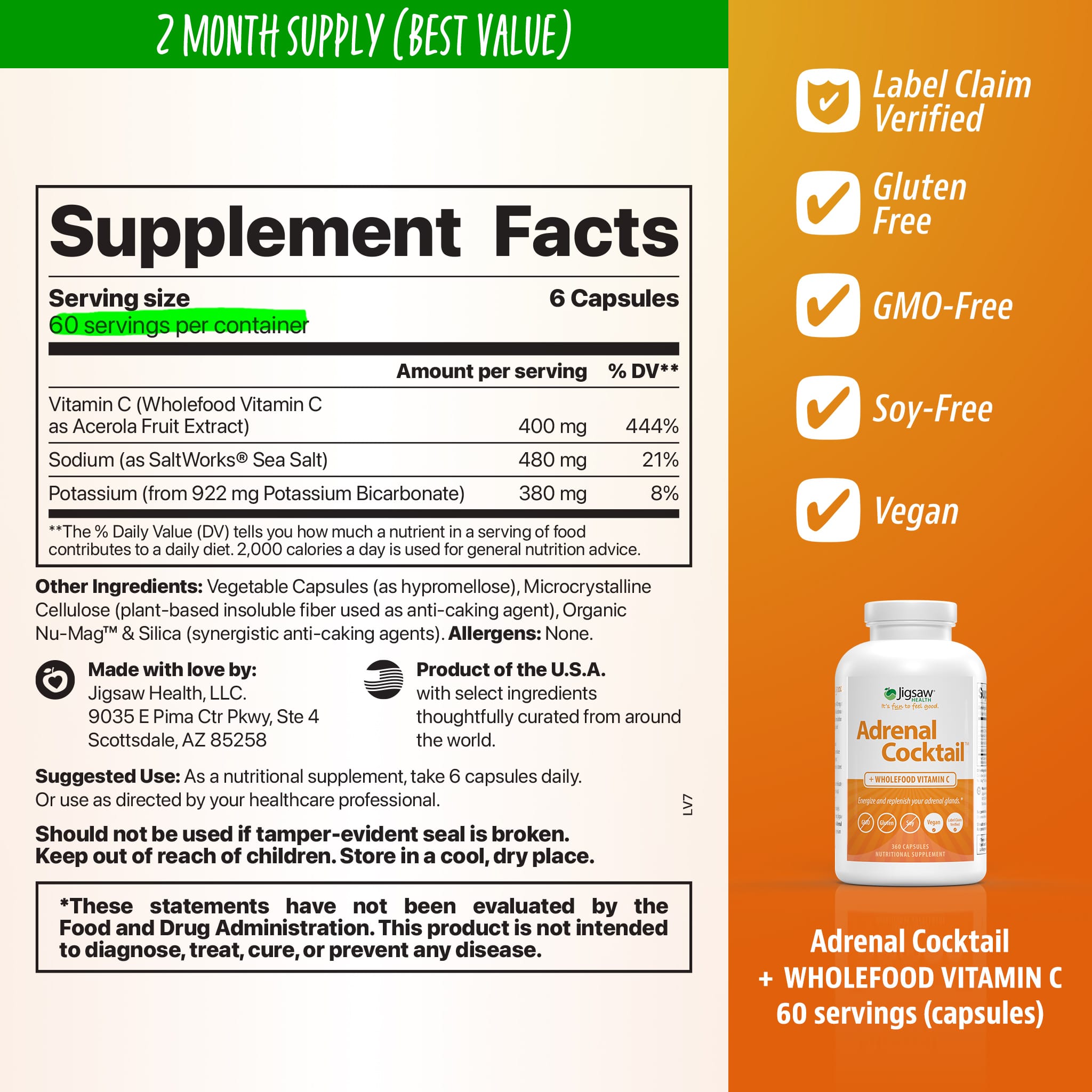 Jigsaw Adrenal Cocktail™ + Wholefood Vitamin CCapsules - View 2