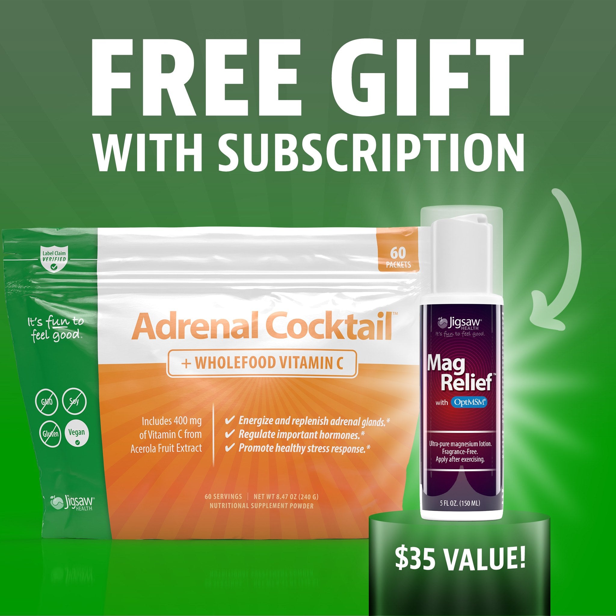 Jigsaw Adrenal Cocktail™ + Wholefood Vitamin CPackets - View 1