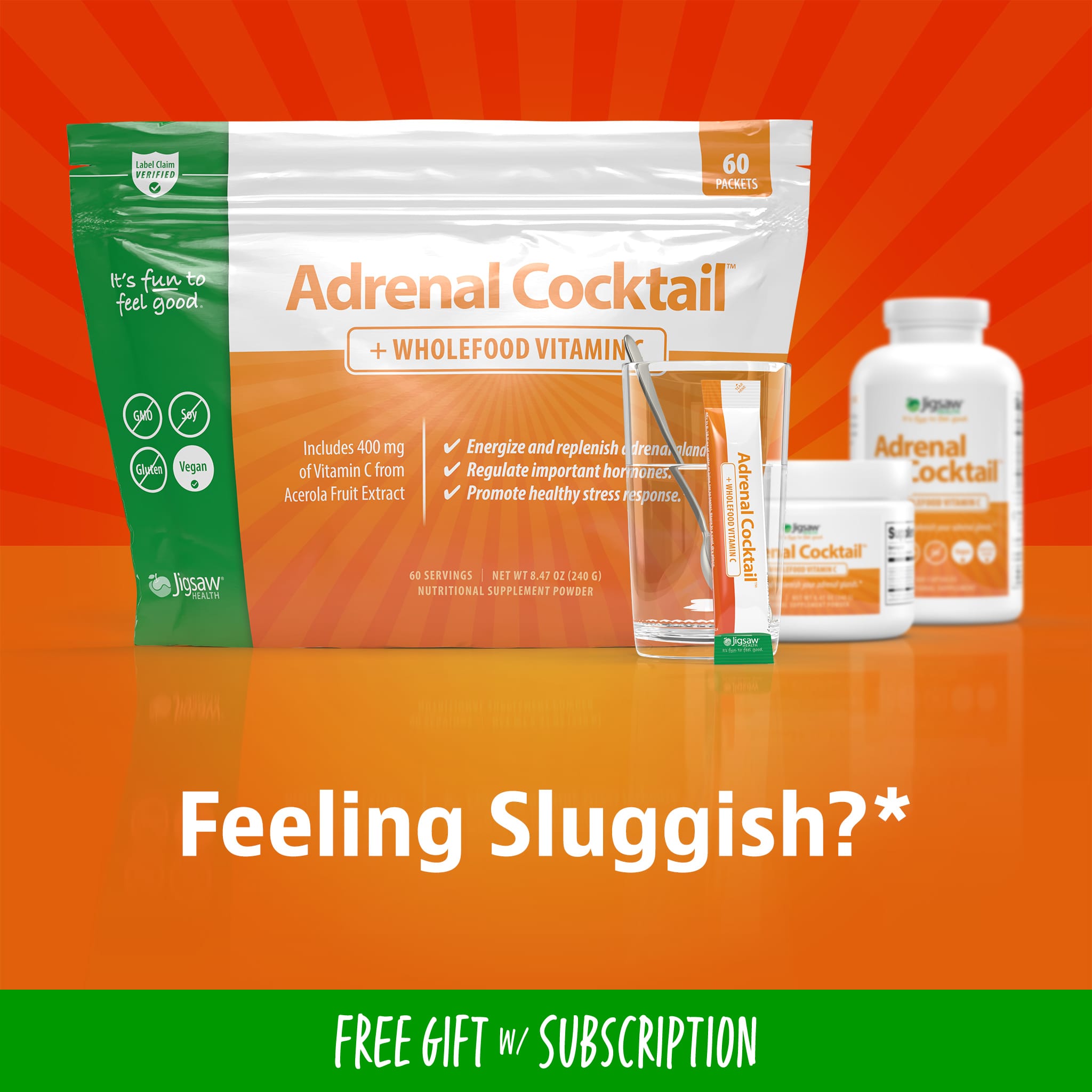 Jigsaw Adrenal Cocktail™ + Wholefood Vitamin CPackets - View 1