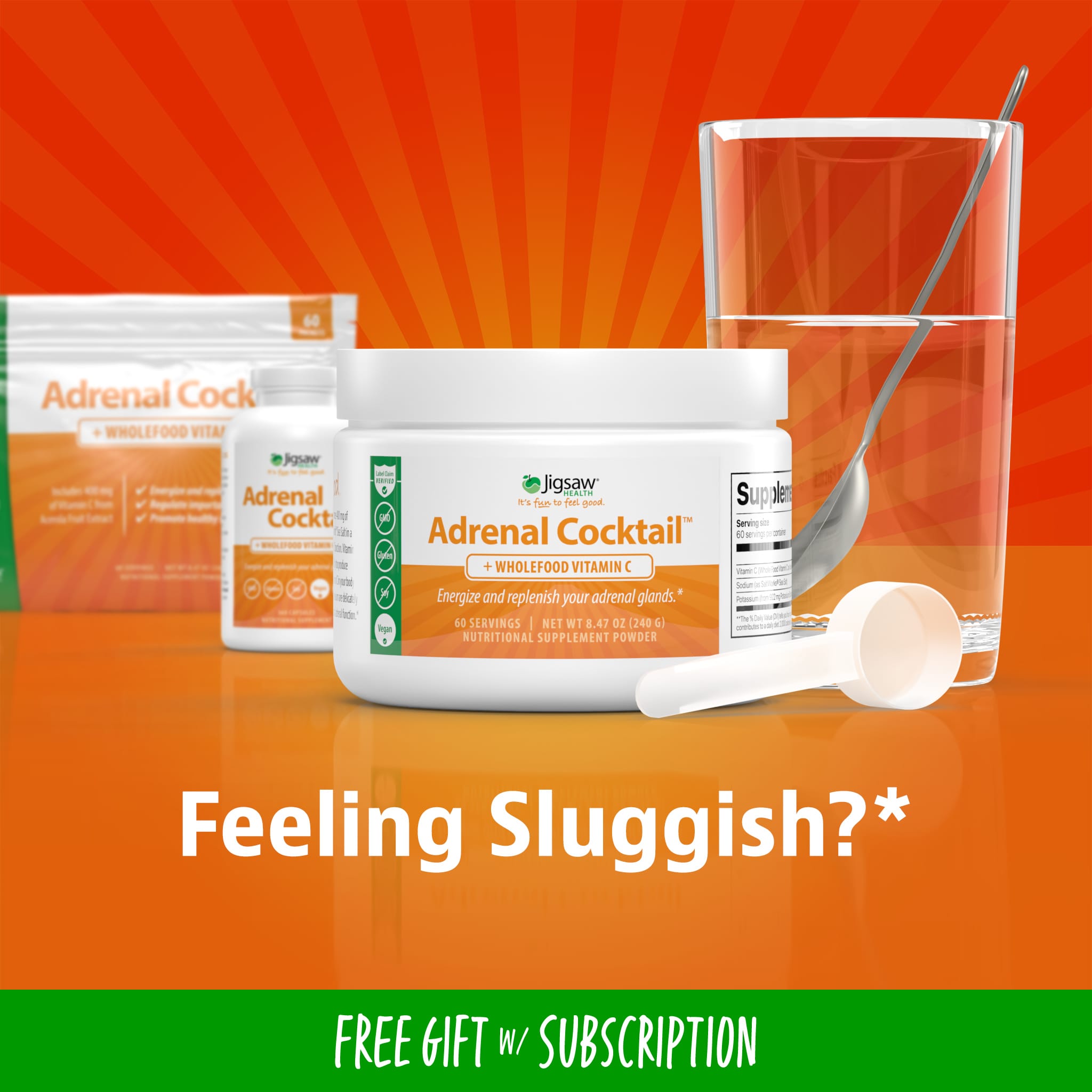Jigsaw Adrenal Cocktail™ + Wholefood Vitamin CJar - View 1
