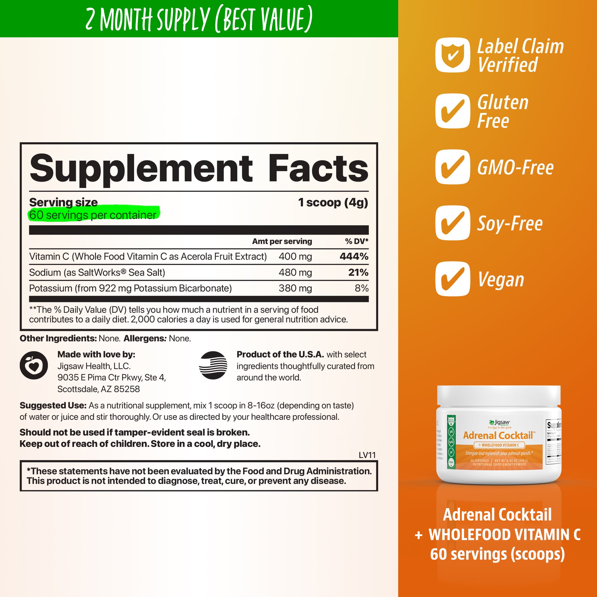 Jigsaw Adrenal Cocktail™ + Wholefood Vitamin CJar - View 2