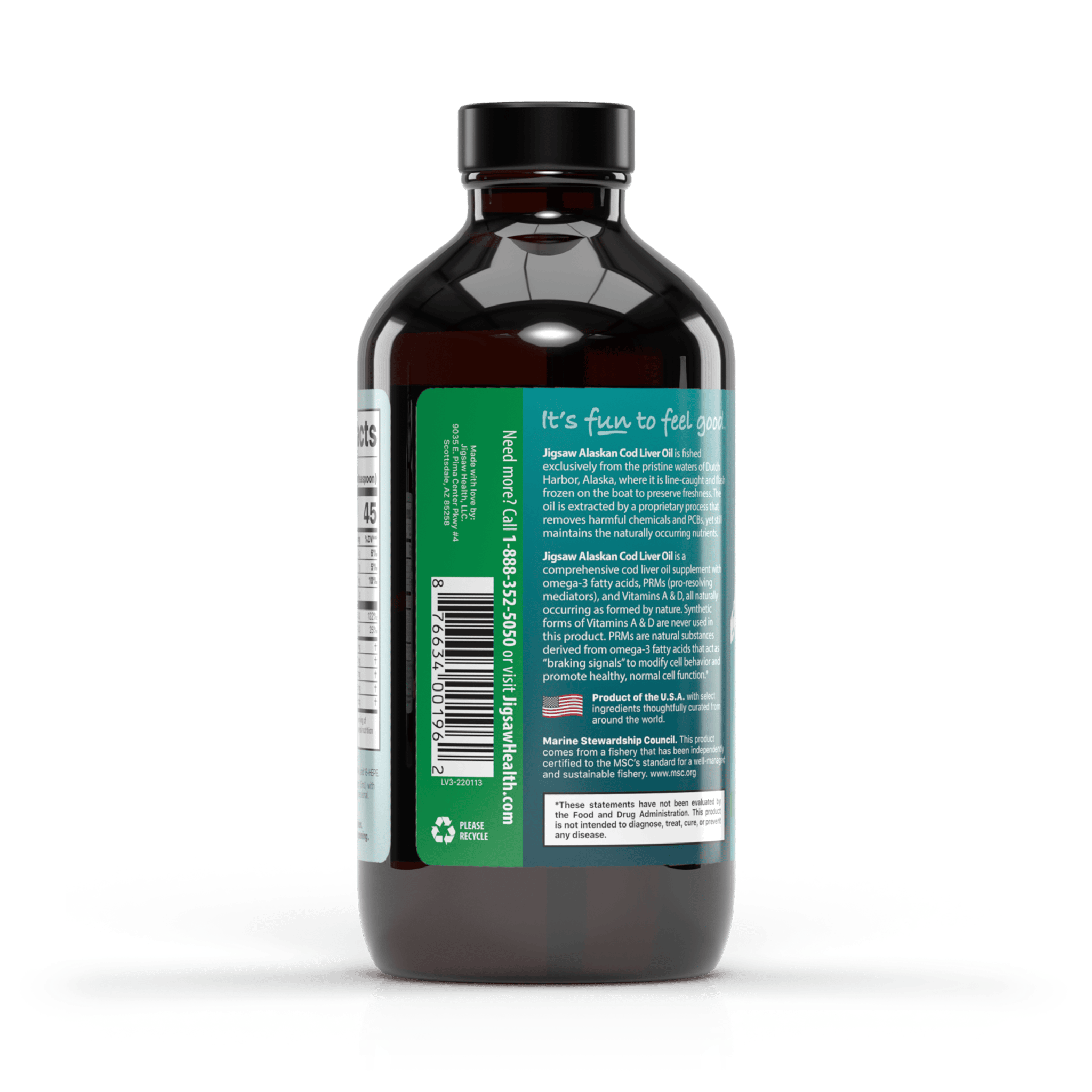 Jigsaw Alaskan Cod Liver Oil liquid bottle
