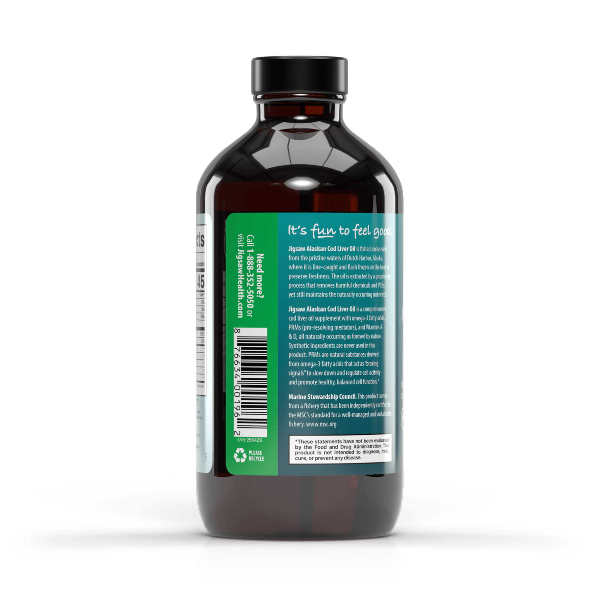 Jigsaw Alaskan Cod Liver Oil back of bottle