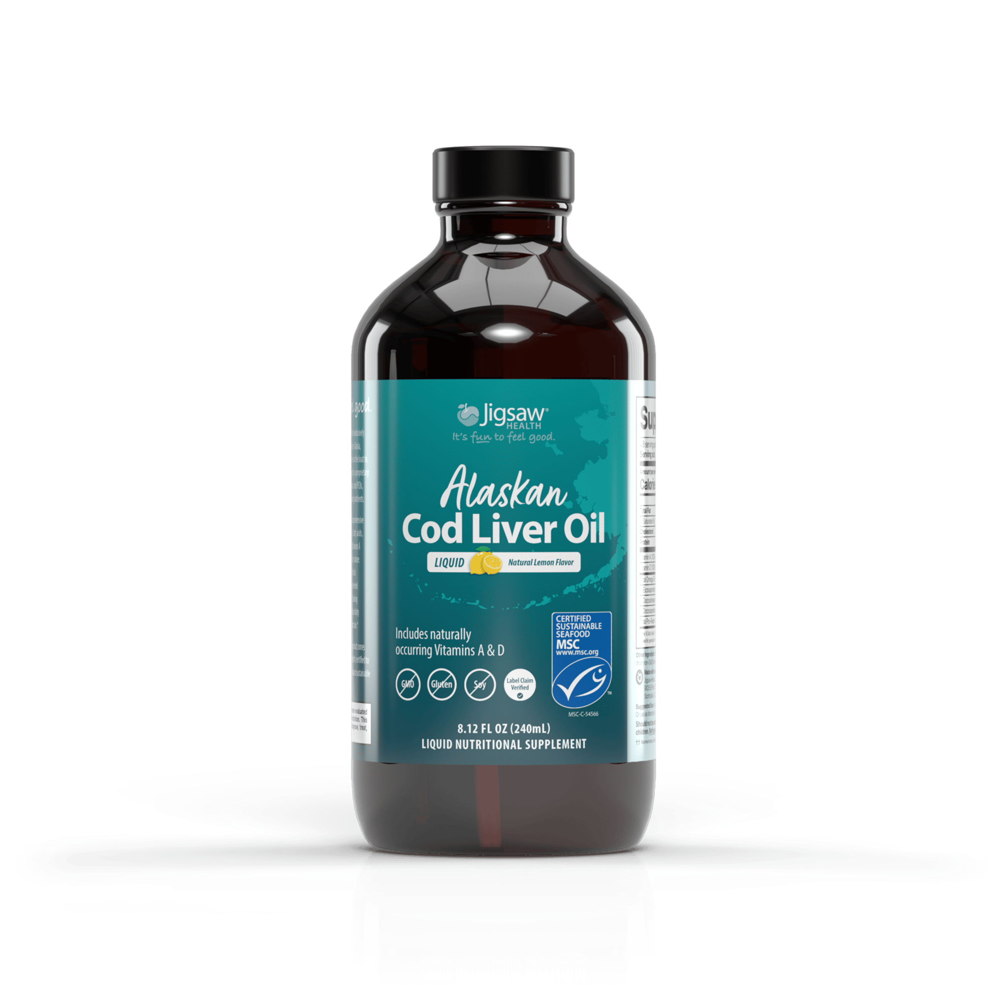 Jigsaw Alaskan Cod Liver Oil Liquid Supplement Facts Selector Image 2 - click to open supplement facts modal.