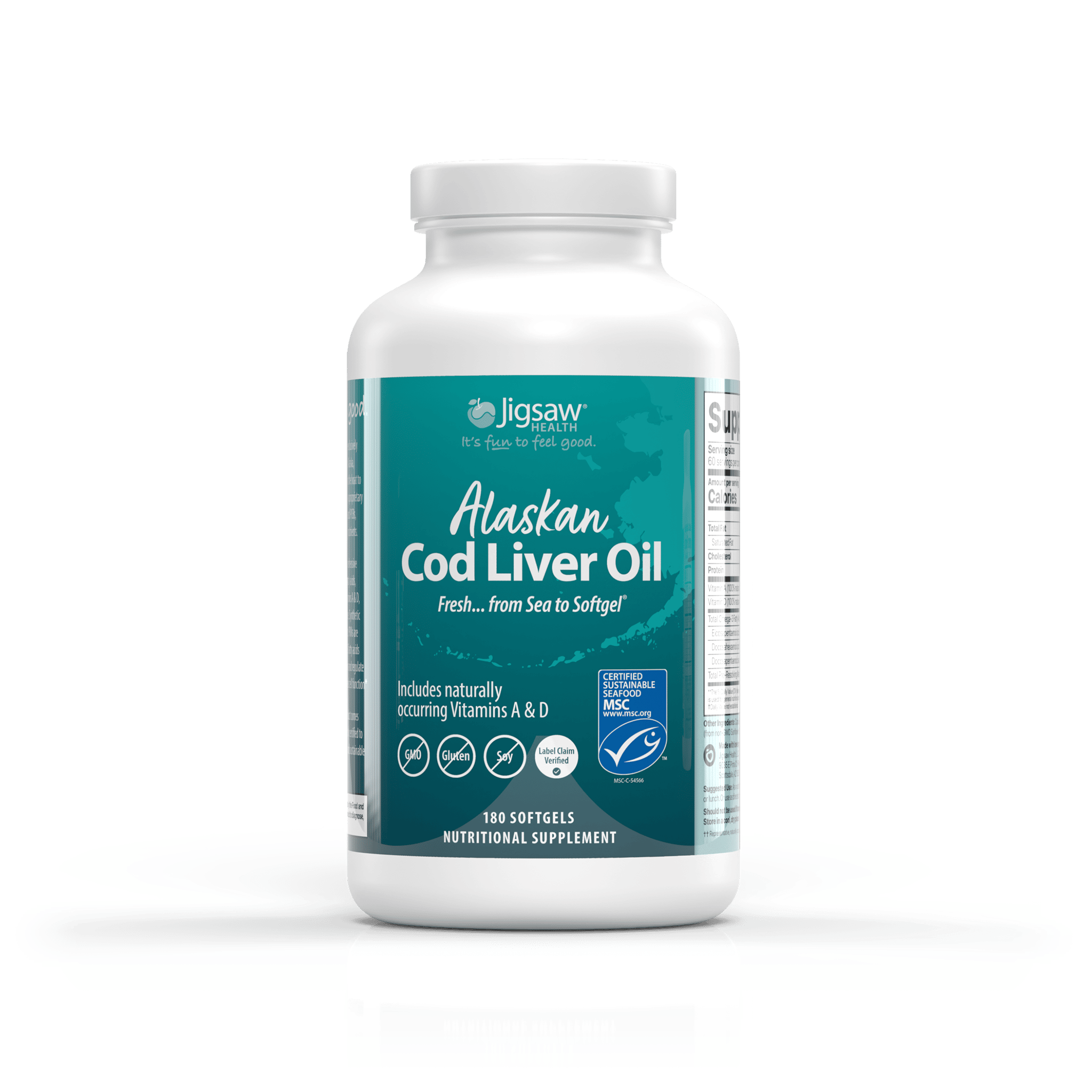 Jigsaw Alaskan Cod Liver Oil Softgels Supplement Facts Selector Image 2 - click to open supplement facts modal.