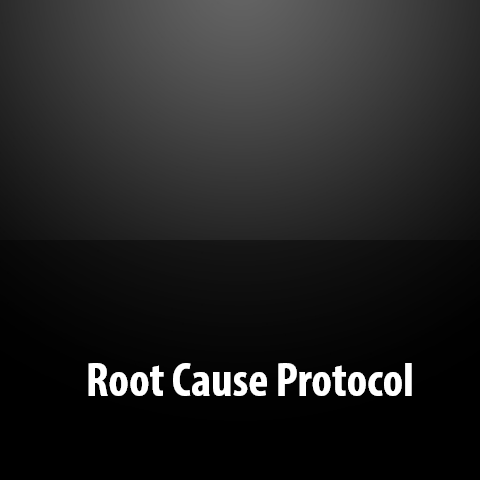 Text 'Root Cause Protocol' on a black background