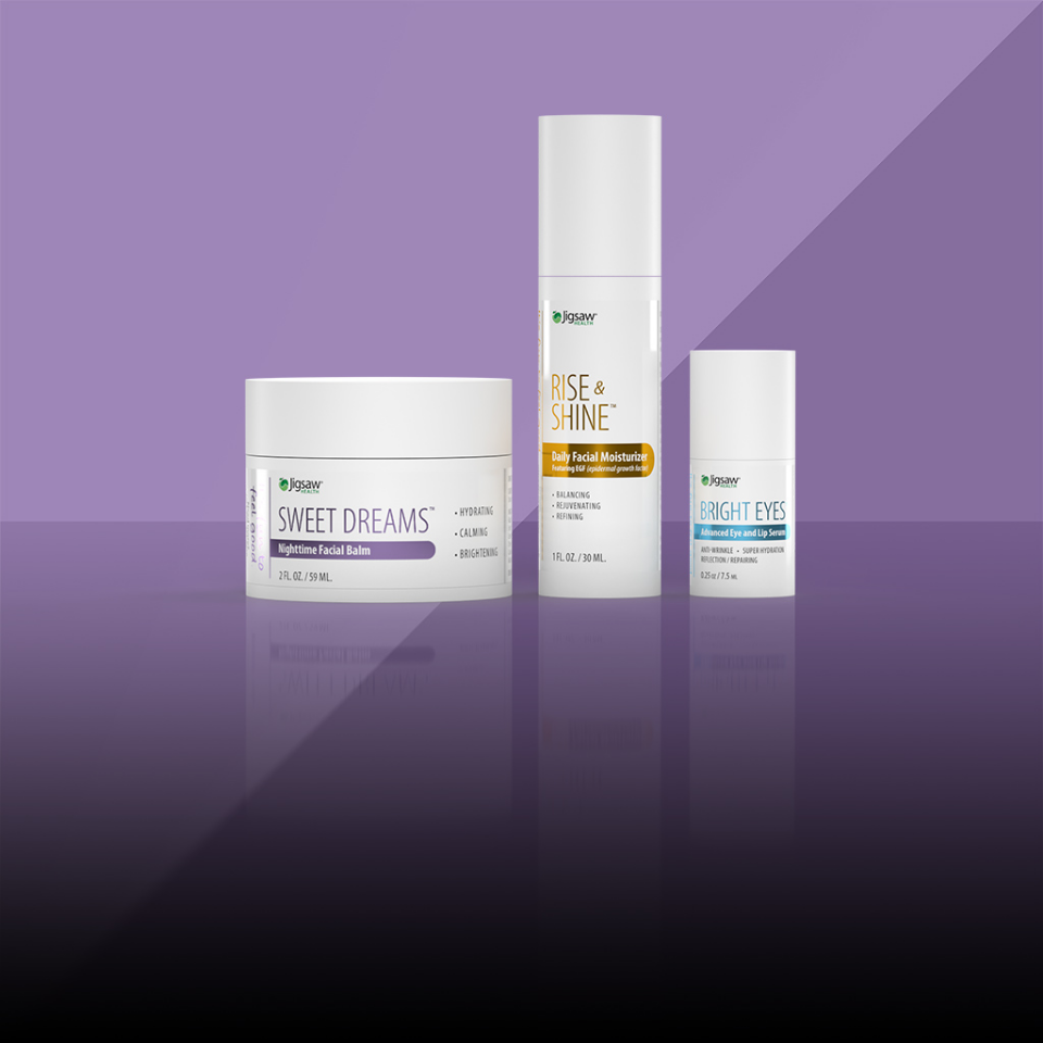 Three Jigsaw skincare products