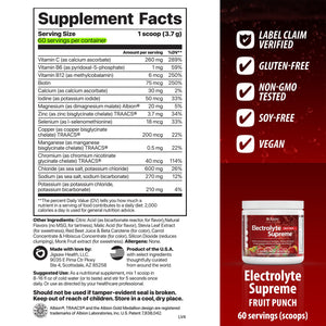 Supplement facts label with product container 