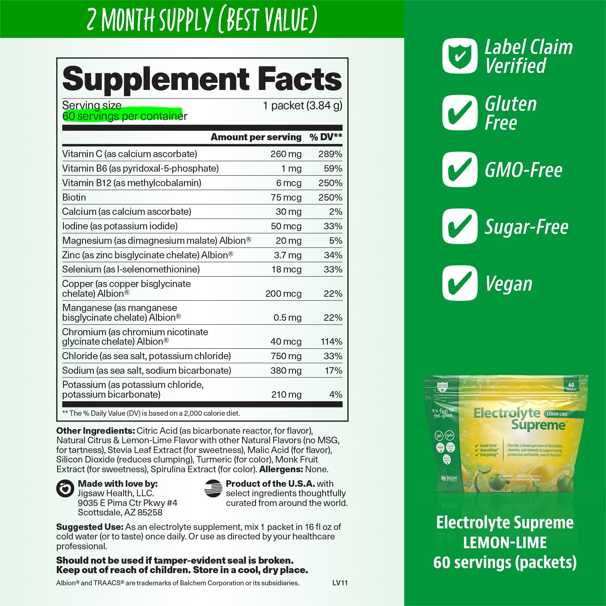 Jigsaw Electrolyte Supreme™Lemon-Lime Packets - View 3