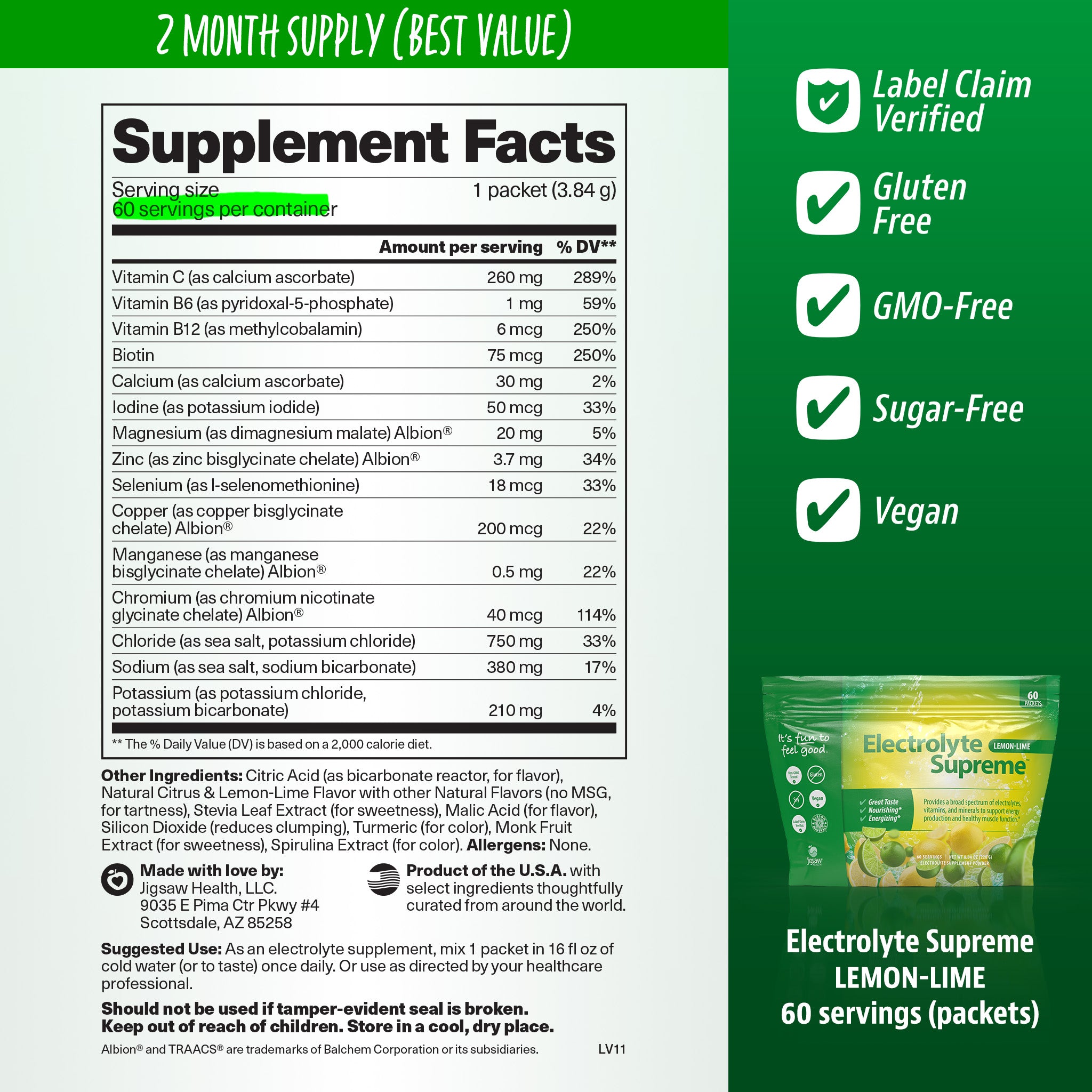 Jigsaw Electrolyte Supreme™Lemon-Lime Packets - View 2
