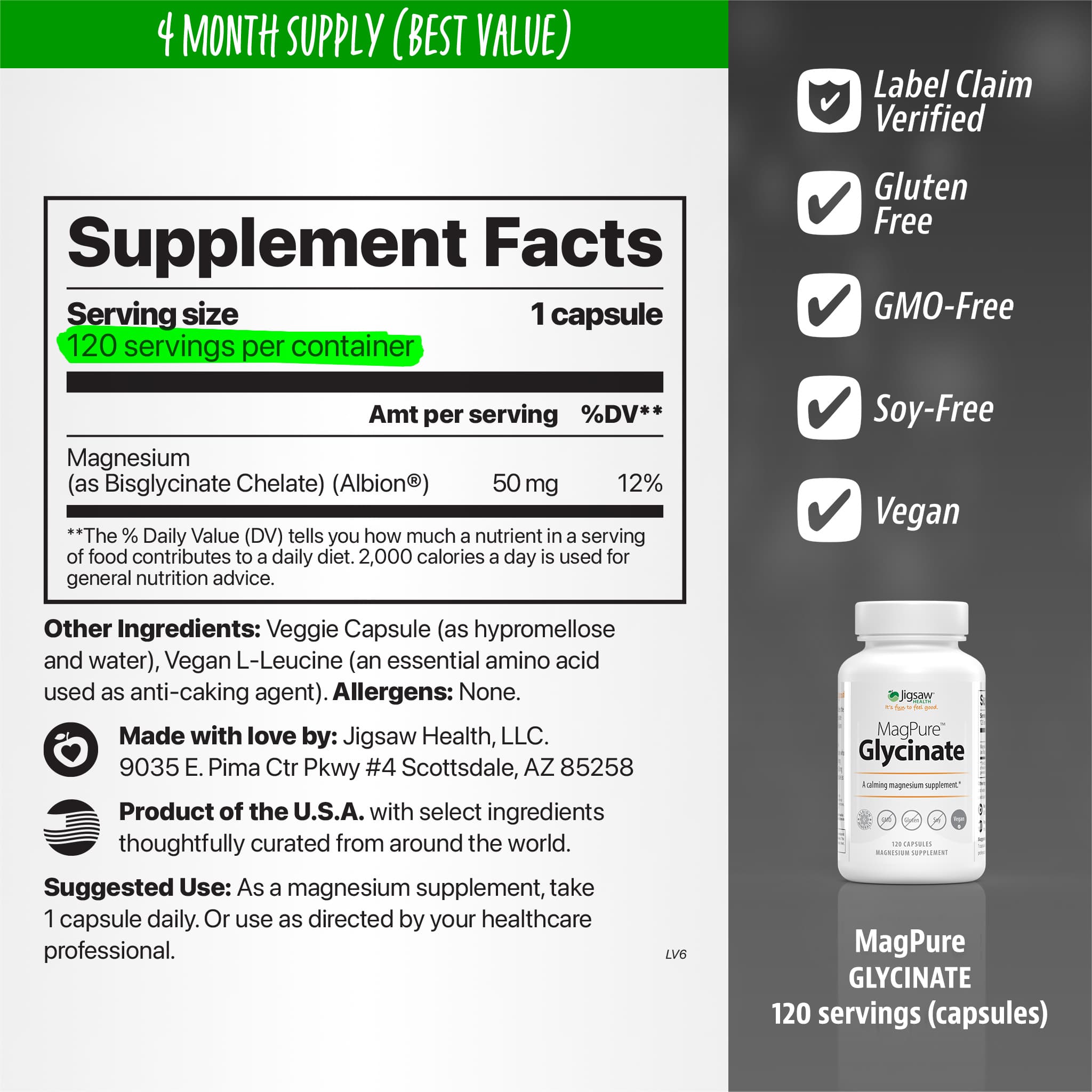 Jigsaw MagPure™Magnesium Glycinate (Calming) - View 2