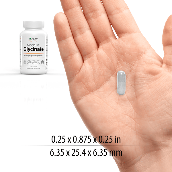 Jigsaw MagPure Glycinate pill in hand