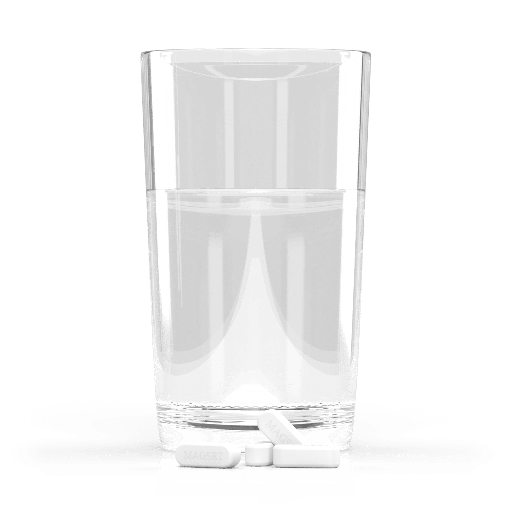 Jigsaw MagSRT B-Free pills next to a glass of water