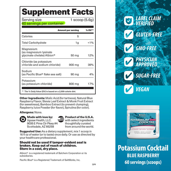 Pickleball Cocktail Blue Raspberry Jigsaw Pickleball Cocktail® | Potassium Electrolyte Drink | Sugar-Free